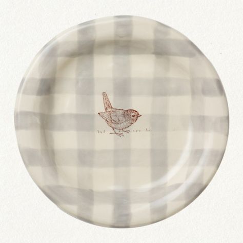 cute bird dish Gingham Plate, Gingham Plates, Plaid Plate, Gingham Picnic, Picnic Plates, Ceramic Cafe, Bunny Plates, Pretty Plates, Tiny Bird