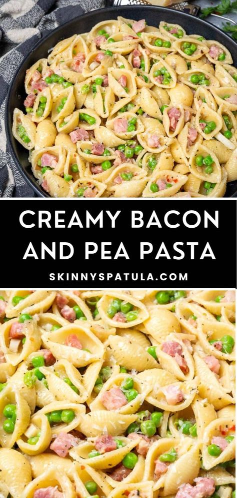 Peameal Bacon Recipes Dinners, Recipes Using Peas, Easy Bacon Pasta Recipes, Pasta And Bacon Recipes, Recipes With Peameal Bacon, Pasta With Bacon Recipes, Bacon Pasta Recipes Simple, Creamy Pasta And Peas, Peameal Bacon Recipes