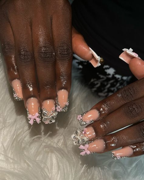 🎀💗🕊️🧘🏾‍♀️ 💵Total : £15 (Recreational set) • Products: Acrylic: Naked @bexyglow Gel: Beetles • • • • #nails #nailtech #nailtechlife #nailsnailsnails #nailart #smallbusiness #beginnernailtech #beginner #fyp #goviral #recreate #acrylic #acrylicnails #explorepage #bexyglow #uknailtech #frenchie #frenchtips #blingnails #blingblingbling #pink Beetles Nails, Beginner Nails, Uk Nails, Bling Nails, Beetles, Nail Tech, Acrylic Nails, Nail Art, Nails