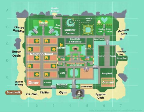 Neighborhood guide Animal Crossing Island Neighborhood Ideas, Easy Animal Crossing Island Layout, Animal Crossing Neighborhood Design, Acnh Island Inspirations Neighborhood, Neighborhood Acnh Layout, Anch Villager Houses Layout, Animal Crossing Island Inspiration Neighbourhood, Acnh Neighbourhood Designs, Acnh Compact Neighborhood