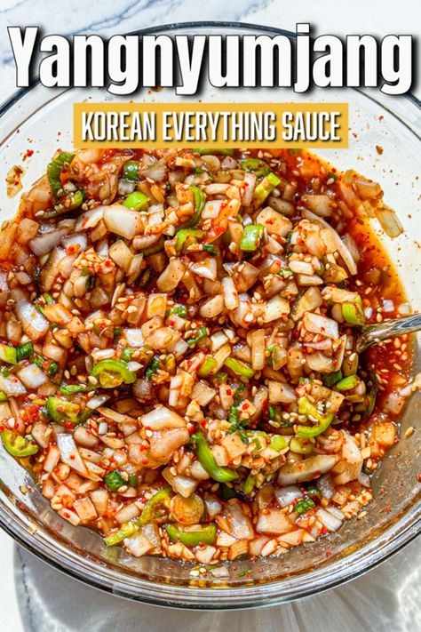 Yangnyumjang Korean Everything Sauce Recipe & Video Ssamjang Recipe, Green Cabbage Kimchi Recipe, Everything Sauce, Banchan Recipe, Braised Chicken Recipes, Soy Garlic Chicken, Chicken Ramen Recipe, Garlic Fried Chicken, Beef Ribs Recipe