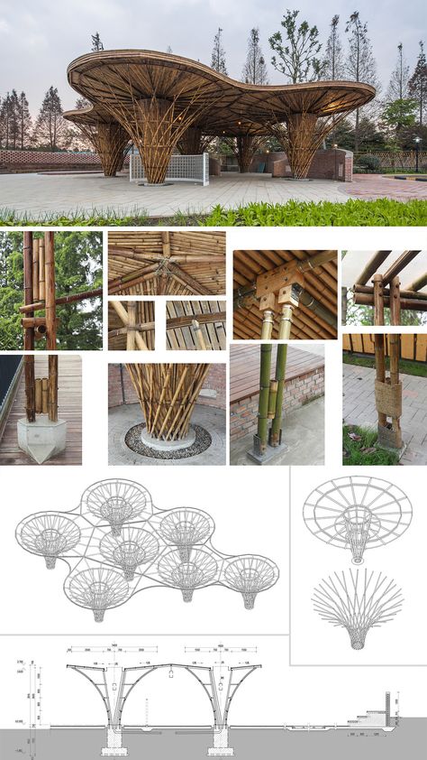 The Bamboo Garden | Atelier REP #arch2o #bamboo #architecture #design #garden #china #section #3d Bamboo Architecture Design, Dome Homes, Model Architecture, Pavilion Architecture, Bamboo Architecture, Pavilion Design, Graphisches Design, Conceptual Architecture, Bamboo House