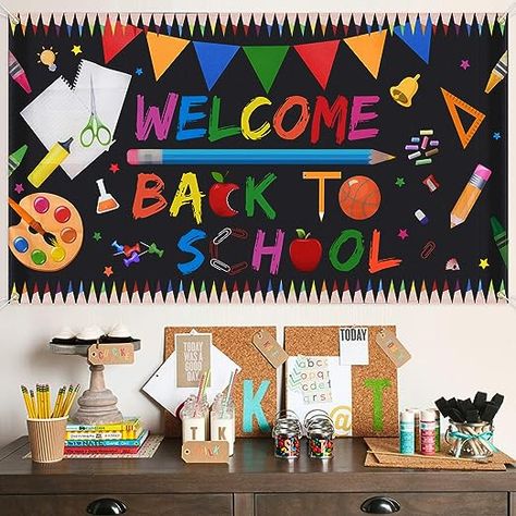 Wel Come Back To School Board, Welcome Back To School Board, First Day Of School Backdrop, School Photo Backdrop, Welcome Back To School Banner, School Backdrop, Welcome Back Banner, Kids Bulletin Boards, Back To School Banner