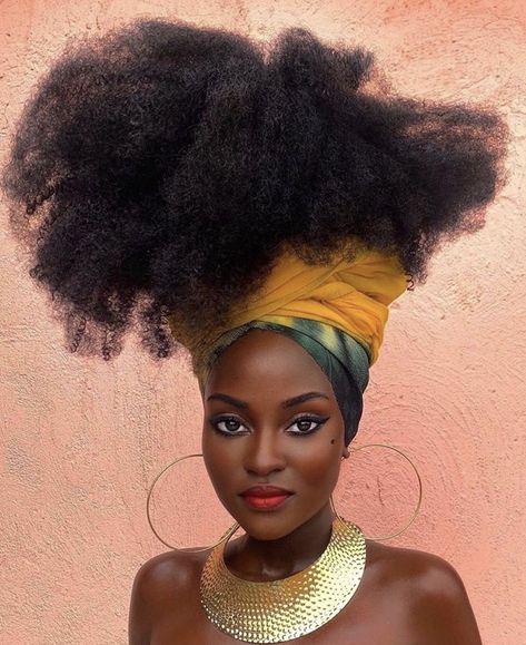 African Headwrap, African Goddess, Coily Hair, Long Natural Hair, African Beauty, African Hairstyles, African Women, Black Is Beautiful, Textured Hair