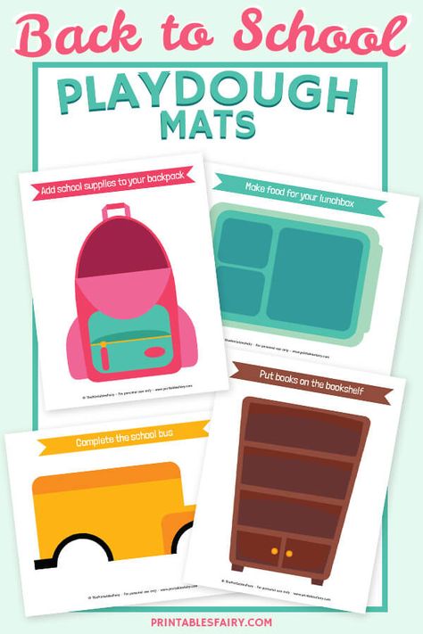 Free Printable Back To School Playdough Mats For Kids. Use these School Play Dough Mats with Preschool and Kindergarten to celebrate the first day of school with your students or children! Play Dough Mats Free Printables, Playdough Printables, Playdough Station, Play Doh Activities, Task Cards Free, Multisensory Activities, First Day Activities, Kindergarten Themes, Playdough Mats