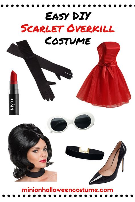 Despicable Me is a great group Halloween costume idea. One person should go as the iconic villain Scarlet Overkill. Scarlet Overkill And Herb Costume, Scarlett Overkill Costume, Red Halloween Costume Ideas, Scarlet Overkill Costume, Halloween Costume With Red Dress, Scarlett Overkill And Herb, Costumes With Red Dress, Hero And Villain Costumes, Halloween Costumes For One Person