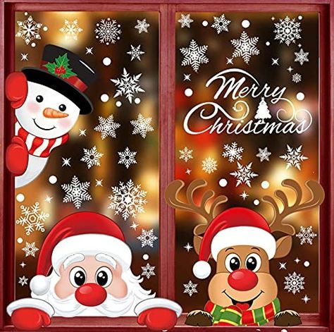 Christmas Window Decoration, Christmas Window Painting, Christmas Window, Window Painting, Decoration Christmas, Merry Christmas And Happy New Year, Outdoor Christmas Decorations, Xmas Decorations, Window Decor