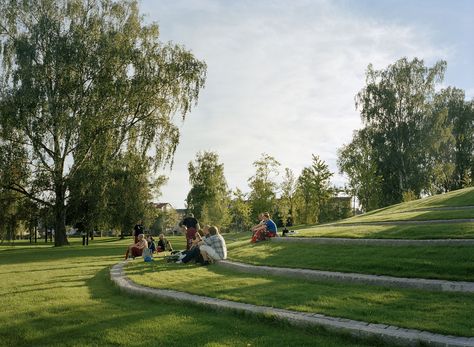 Thorbjörn Andersson with Sweco architects. Sandgrund Park, Karlstad, Sweden. Exterior Stairs, Areas Verdes, Urban Park, Landscape Services, Parking Design, Landscape Projects, Contemporary Landscape, Urban Planning, Landscape Architect