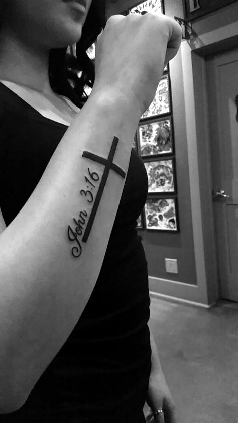 John 3 16 Tattoo Women, Bible Verse Tattoo With Cross, Cross Tattoos With Bible Verse, He Walks With Me Tattoo With Cross, Bible Verse John 3:16 Tattoo, John 13 7 Tattoo, John 3 16 Tattoo, Cross With Bible Verse Tattoo For Men, Christian Cross Tattoos