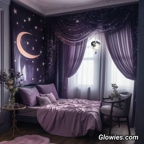 Goth Bedroom Color Schemes, Monique Lula, Decor Ideas For Living Room, Pretty Home, Dream Bedroom Inspiration, Home Decor Cozy, Fantasy Bedroom, Purple Bedrooms, Purple Bedroom