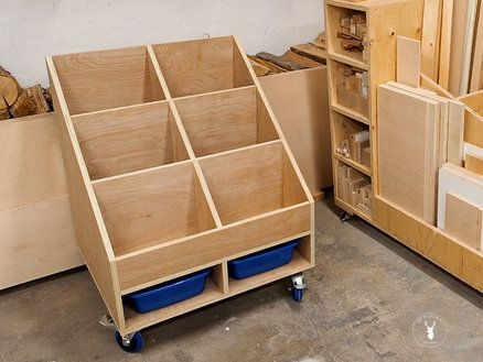 Lumber Storage Cart, Diy Montreal, Lumber Storage Rack, Timber Storage, Wood Bin, Wood Cart, Plywood Storage, Lumber Rack, Diy Garage Storage Cabinets