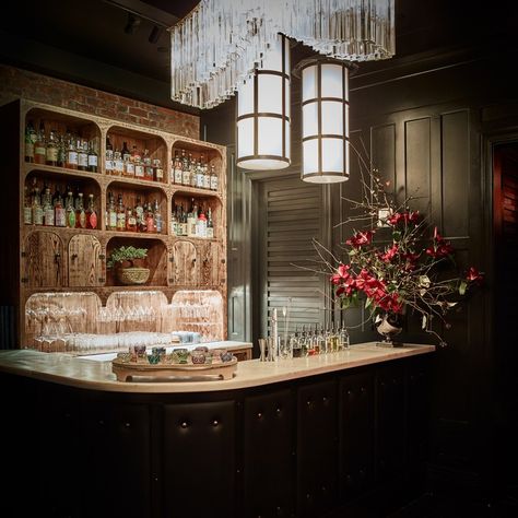 Ken Fulk, Basement Bar Designs, Apothecary Cabinet, Boutique Decor, Beautiful Bars, Restaurant Owner, Modern Victorian, Hand Painted Walls, Basement Bar