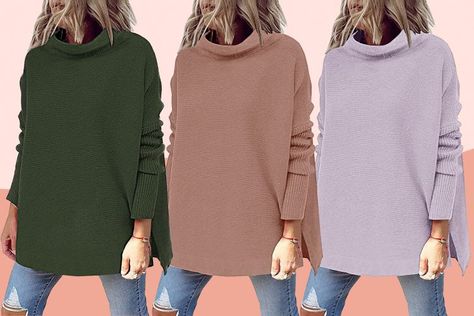 The Popular Mock Turtleneck Sweater That ‘Feels Luxurious’ and Comes in 20+ Colors Is 59% Off at Amazon Best Winter Coats, Mock Turtleneck Sweater, Oversized Turtleneck Sweater, Wool Coats, Trendy Sweaters, Oversized Turtleneck, Puffy Jacket, Tunic Style, Mock Turtleneck