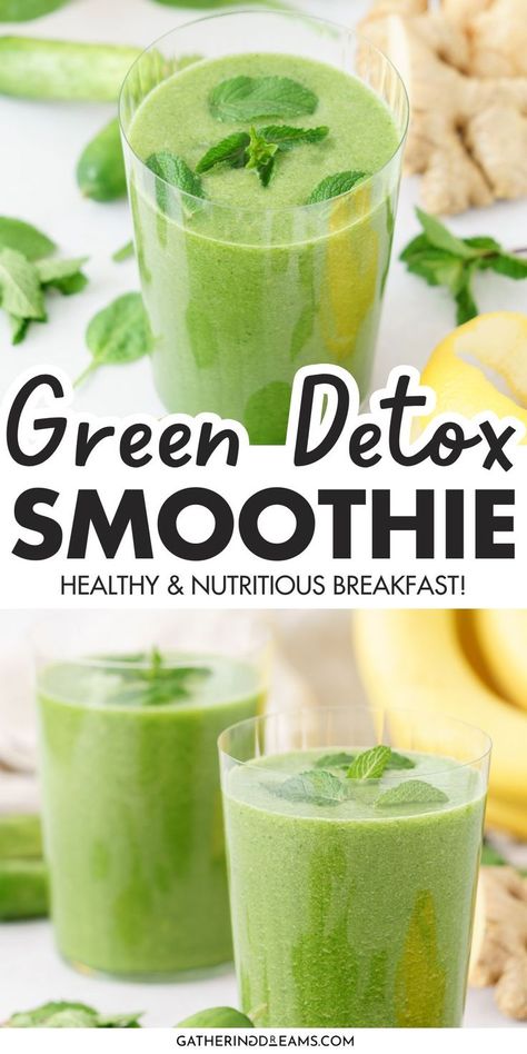 green detox smoothie Smoothies With Greens, Breakfast Green Smoothie Healthy, Daily Greens Smoothie, Smoothies With Basil, Green Superfood Smoothie, Green Keto Smoothie, Green Juice Smoothie Recipes, Low Calorie Green Smoothie, Green Juice Recipes Blender