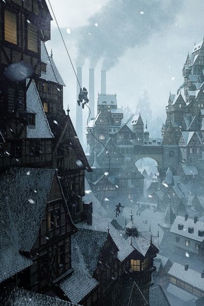 Frostpunk Concept Art, Frostpunk Aesthetic, Frostpunk Art, Fantasy City Concept Art, Steampunk City, Fantasy City, Fantasy Places, Fantasy Setting, Fantasy Art Landscapes