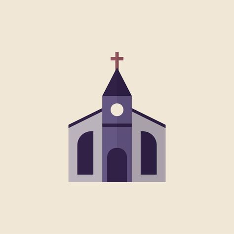 Illustration of a Christian church | free image by rawpixel.com / Ning Christian Bulletin Boards, Bible Artwork, Christian Illustration, Church Worship, Antonio Gaudí, Flat Design Icons, Church Logo, Portfolio Ideas, Ayat Alkitab