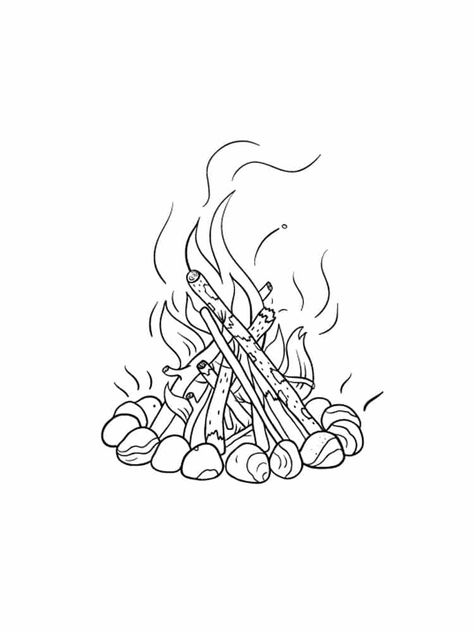 Bonfire Sketch, Bonfire Drawing, Bonfire Tattoo, Campfire Drawing, Fire Sketch, Tattoo Fixers, Camping Coloring Pages, Fire Drawing, Biomechanical Tattoo