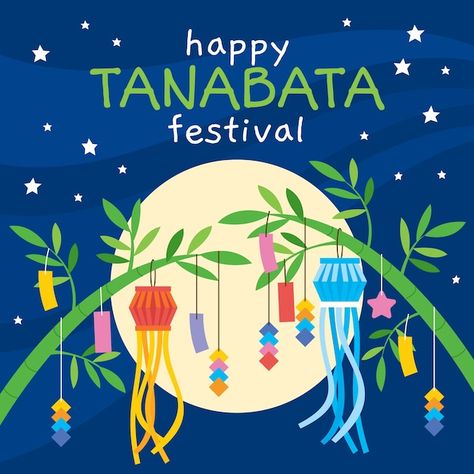 Free vector flat tanabata illustration w... | Free Vector #Freepik #freevector #tanabata #japan-festival #chinese-festival #chinese Graphic Resources, Festival