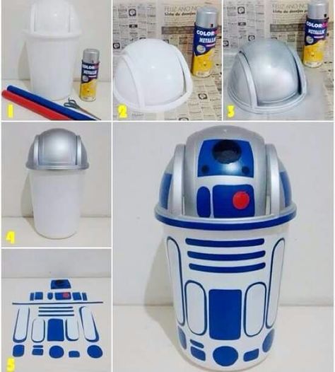 R2D2 Trash Can Star Wars Zimmer, Star Wars Bathroom, Star Wars Classroom, Star Wars Bedroom, Star Wars Crafts, Star Wars Room, Star Wars Decor, Star Wars Diy, Star Wars Birthday Party