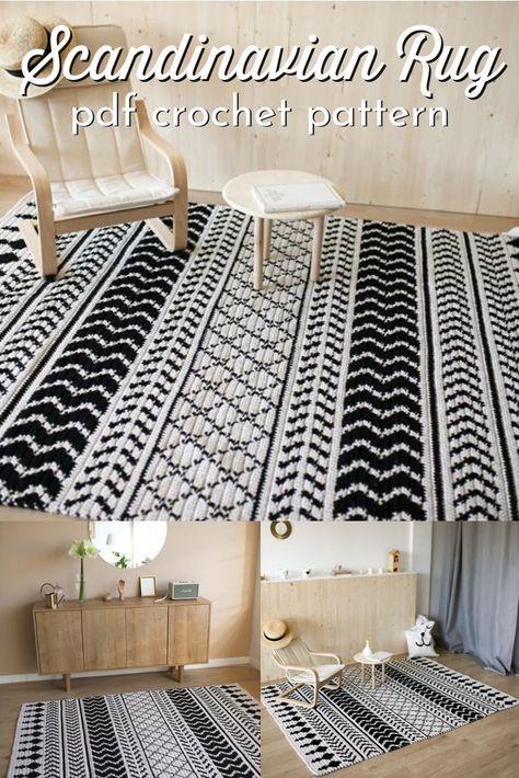 Crochet Area Rug Pattern, Crochet Outdoor Rug, Crochet Scandinavian Style, Scandinavian Crochet Patterns, Crochet Decorations Home, Crochet Mat Rug, Scandinavian Crochet, Crochet Scandinavian, Crochet Area Rug