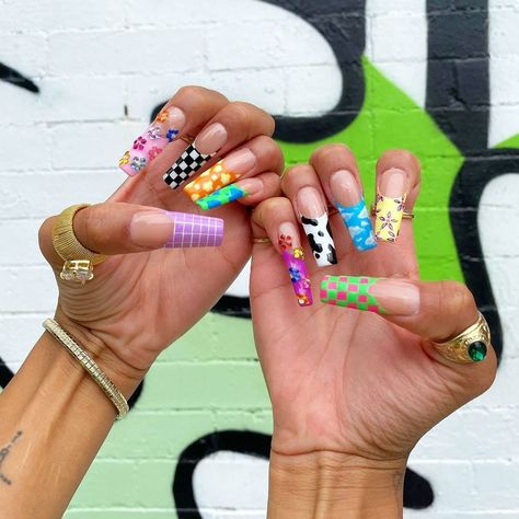 Hippie Nails, Drip Nails, Edgy Nails, Colorful Nail, Long Acrylic Nails Coffin, Exotic Nails, Bling Acrylic Nails, Summer Acrylic Nails, Nails Toes