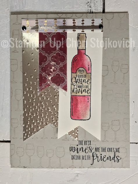 I have three different lists of things I need to stamp for. August Camp (this Friday!) Demonstrator new catalog stamp night (end of t... Stampin Up Half Full, Wine Cards, Wine Birthday Cards, Wine Birthday, Wine Bottle Tags, Glass Half Full, Sip Sip Hooray, Bottle Tags, Wine Tags