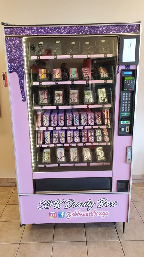 Nail Vending Machine, Salon Vending Machine, Beauty Vending Machine Ideas, Hair Vending Machine, Lash Vending Machine, Starbucks Vending Machine, Eyelash Vending Machine, Makeup Vending Machine, Vending Machine Ideas