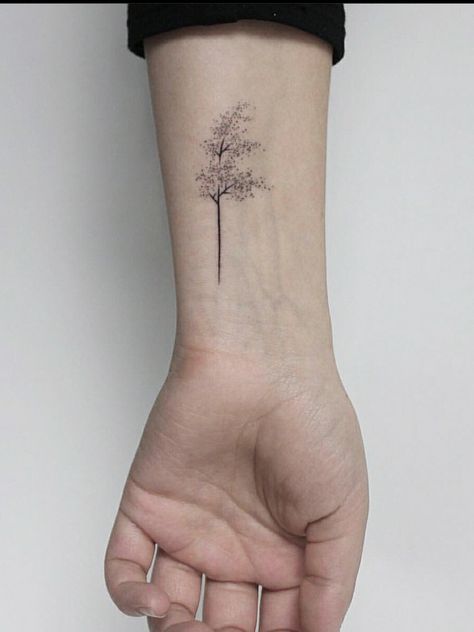 Minimalist Oak Tree Tattoo, Simplistic Tree Tattoo, Aspen Tree Tattoo Simple, Woods Tattoo Women, Simple Tree Tattoos For Women, Dainty Tree Tattoo, Feminine Tree Tattoos, Minimalist Tattoo Tree, Tree Tattoo Fine Line