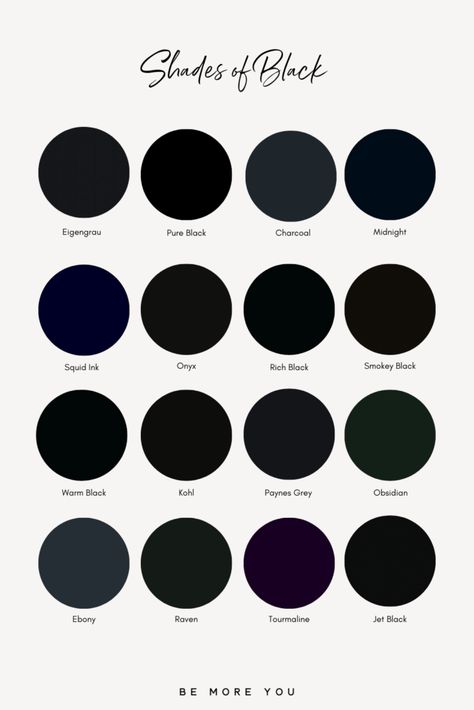 Black Palette Color Shades, Black Pallete Color, Black Pallete, Black Color Shades, Colour Palette Black, Purple Color Names, Black Pantone, Red Color Names, Green Color Names