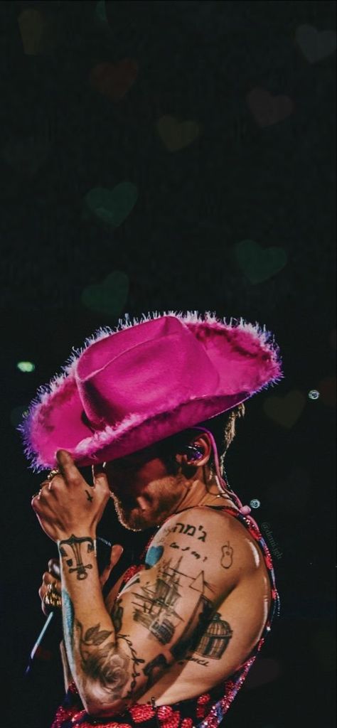 Harry Styles Pink Cowboy Hat, Cute Wallpapers Harry Styles, Harry Styles Screensaver, Harry Styles Fall Wallpaper, Wallpaper Backgrounds Harry Styles, Harry Styles Cute Wallpaper, Harry Styles Aesthetic Pink, One Direction Pink Aesthetic, Harry Styles Cute Aesthetic