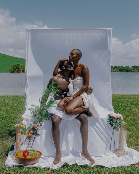 Rye on Instagram: “The forbidden fruit of my loom rests between the powerful embrace of his bare, African hands.” Eve Photoshoot, Gorgeous Couple, Garden Of Eden, Adam And Eve, Pregnancy Shoot, Photography Inspo, Black Love, Couples Photoshoot, Adventure Time