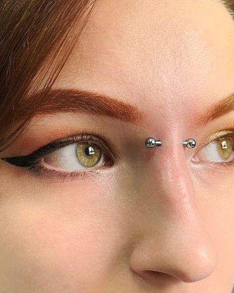 Bridge Piercing Bridge Of Nose Piercing, Piercing Nose Bridge, 2023vision Board, Piercing Bridge, Nose Bridge Piercing, Dream Piercings, Upper Lip Piercing, Piercings Nose, Parts Of The Nose