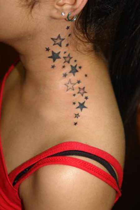 Neck Tattoo Women, Cheetah Print Tattoos, Star Tattoo Meaning, Tattoo Son, Behind Ear Tattoos, Girl Neck Tattoos, See Tattoo, Side Neck Tattoo, Neck Tattoos Women