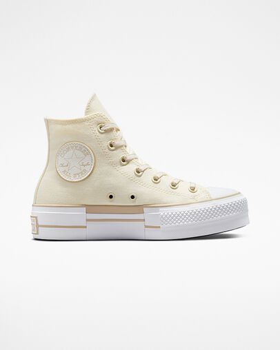 Chuck Taylor All Star Lift Platform Outline Oat Milk/Egret/White Egret White, Shoe Converse, Womens High Top Shoes, Chuck Taylor All Star Lift, High Top Shoe, Chuck 70, Oat Milk, Converse Chuck Taylor All Star, Shoe Obsession