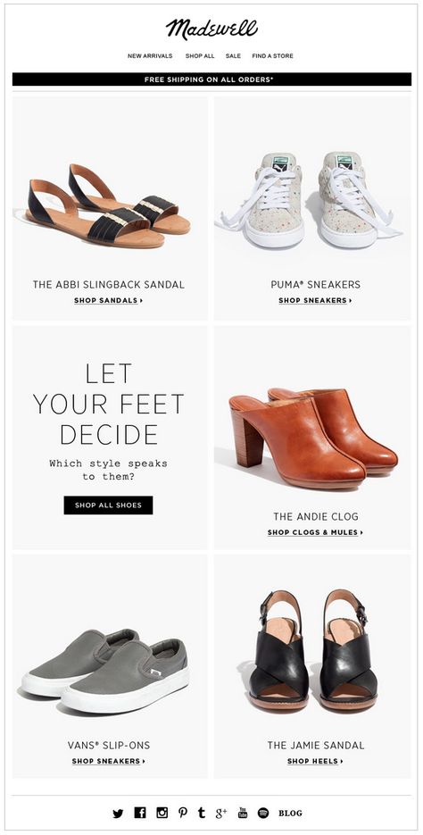 Madewell email. Subject line, School essentials $75 and under. Footwear Ads, Sales Promotion Design, Email Newsletter Inspiration, Edm Ideas, Mailing Design, Edm Design, Email Layout, Email Inspiration, Apps Design