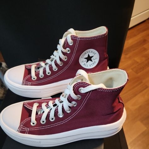 CONVERSE Chuck Taylor Move High Top Sneakers (Dark Beetroot/White) Women's US 7 Converse All Star, Converse Chuck, Converse Shoes, Chuck Taylor, Fashion Ideas, High Top, All Star, Top Sneakers, High Top Sneakers