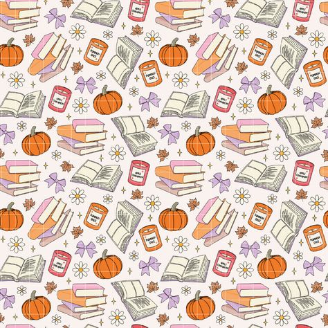 #Summer_Seamless_Pattern #Fall_Computer_Backgrounds #Autumn_Books #November_Wallpaper Seamless Fall Pattern, Summer Seamless Pattern, Trending Patterns, Autumn Books, Halloween Desktop Wallpaper, Repeating Pattern Design, Book Tok, Fall Classroom, Book Theme