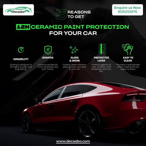 ✨ Elevate Your Ride with Ceramic Perfection! Tired of worrying about your car's shine? Say goodbye to environmental damage and annoying scratches! Our Ceramic Coating is here to save the day! 🌟 Benefits: 🌈 Shields against harsh elements 🛡️ Guards from accidental scratches 🆕 Transforms your car's appearance Revitalize your vehicle's charm and keep it looking flawless for longer! 😍✨ #CeramicCoating #CarCareSolutions #ProtectYourRide #ShineOnWheels #NewCarFeel #CeramicMagic #AutoDetailing Ceramic Coating For Cars Ads, Ceramic Coating For Cars, Car Ceramic Coating, Car Wash Posters, Dental Health Week, Car Advertising Design, Shoe Advertising, Eco Car, Car Coating