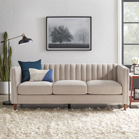 Upholstered Comfortable Soft Lamb Down White Sectional Sofa Couch with Ottoman - Bed Bath & Beyond - 37908246 White Sectional Sofa, Tuxedo Sofa, Modern Sofa Living Room, Modern Sofa Designs, Living Room Sofa Design, Inspire Me Home Decor, Sectional Sofa Couch, Three Seater Sofa, Modern Sofa