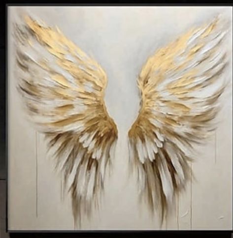 Acrylic Angel Painting Easy, Angel Wings Painting Acrylic, Angel Painting Acrylic, Angel Canvas Painting, Angel Wing Painting, Painted Angel Wings, Angel Sculpture Art, Wings Sketch, Angel Wings Painting