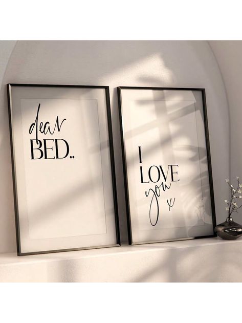 2pcs  Set,Bedroom Wall Art Prints, Dear Bed I Love You, Bedroom Wall Decor, New Home Gift, House Warming Gift, Home Wall Art Prints,50*70cm(19.7*27.5in)UnframedI discovered amazing products on SHEIN.com, come check them out! Dear Bed I Love You, Art Deco Letters, Canvas Art Decor, Canvas Letters, Set Bedroom, Bedroom Wall Decor, Paintings I Love, Modern Art Deco, Home Decor Paintings