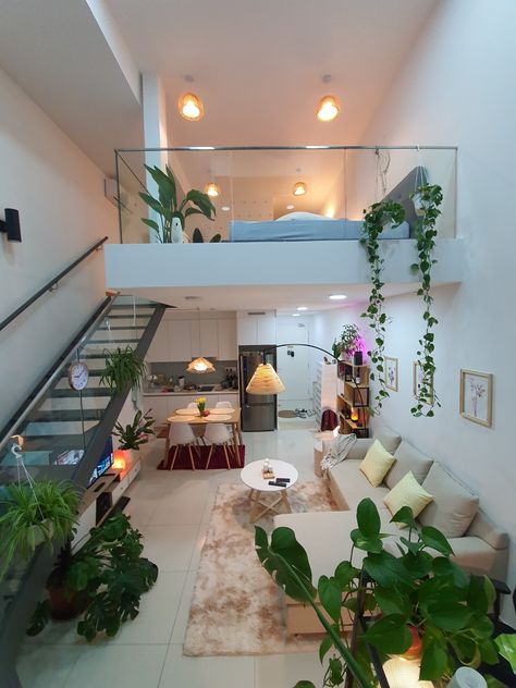 Loft Apartment Aesthetic, Small Loft Apartments, Loft Apartment Decorating, Loft House Design, Condo Interior Design, Shop Barndominium, Tiny House Loft, Condo Interior, Small Apartment Design