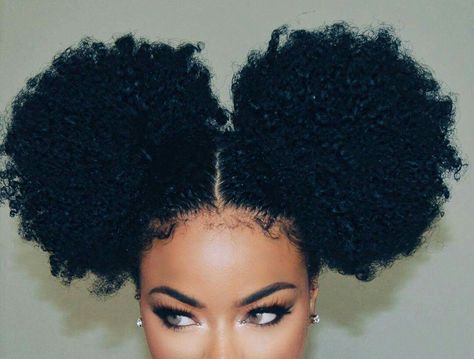 Pom poms | two high buns on natural hair #naturalhairstyles #naturalhaircommunity #naturalhair #curlyhair Puff Hairstyle, Hair Puff, Ball Hairstyles, Natural Hair Beauty, Natural Hair Inspiration, Penteado Cabelo Curto, Natural Hair Tips, Hair Crush, Natural Hair Journey