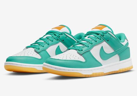 The Nike Dunk Low is set to land as a women’s iteration in ‘Washed Teal’! Get release details here. Nike Heels, Nike Air Presto, Nike Tennis Shoes, Black And White Sneakers, Green Sneakers, Nike Sb Dunks Low, Colorful Shoes, Nike Sb Dunks, Nike Shox