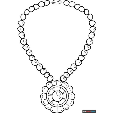 Free Necklace Coloring Page for Kids Jewelry Drawing Easy, Easy Drawing Guides, Necklace Drawing, Free Printable Coloring Sheets, Drawing Guides, Heart Coloring Pages, Coloring Ideas, Easy Jewelry, Printable Coloring Sheets