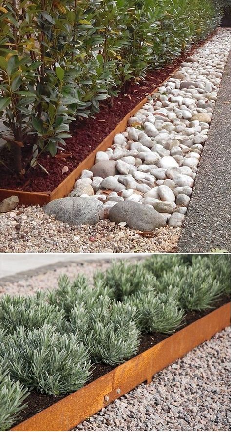 Corten garden edging Corten Garden, Metal Garden Edging, Steel Garden Edging, Cedar Garden, Front Landscaping, Have Inspiration, Contemporary Garden, Garden Edging, Garden Borders