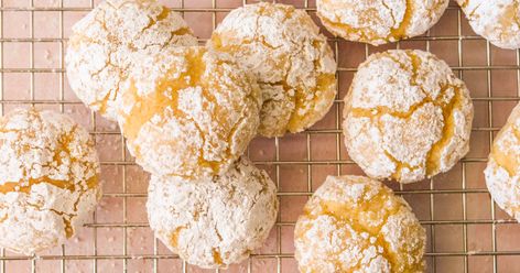 Chewy Lemon Crinkle Cookies Recipe (Gluten-Free) | What Great Grandma Ate Crinkle Cookies Gluten Free, Lemon Crinkle Cookies Recipe, Crinkle Cookies Recipe, Lemon Crinkle Cookies, Vegan Baking Recipes, Cookies Gluten Free, Gluten Free Cookie Recipes, Lemon Drizzle Cake, Great Grandma