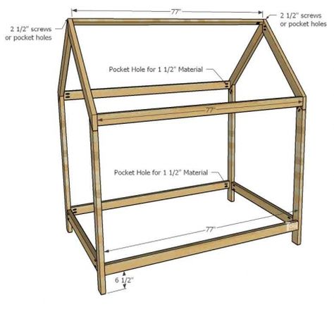 House Frame Bed - Full Size - Her Tool Belt House Bed Plans, Diy House Bed, Unique Kids Beds, Diy Toddler Bed, Bed Woodworking Plans, Toddler House Bed, House Beds For Kids, House Frame, Murphy Bed Ikea