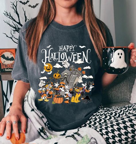 Vintage Disney Happy Halloween Comfort Colors T-shirt, Mickey And Friends Halloween, Disney Castle Halloween, Disney Halloween Family Disney Castle Halloween, Castle Halloween, Michael Myers Shirt, Halloweentown University, Halloween Disney, Halloween Family, University Shirt, Disney Castle, Holiday Sweatshirt