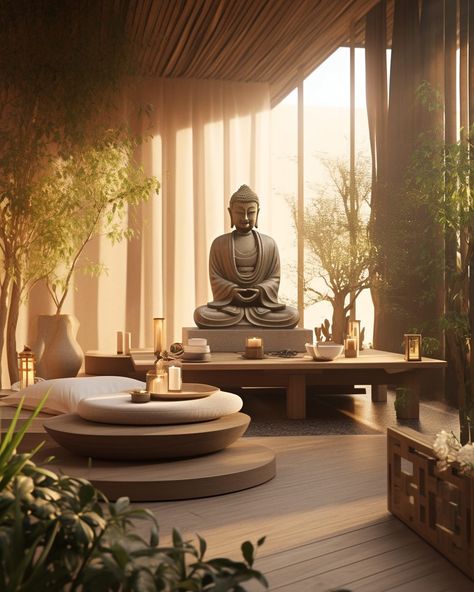 A Modern Home with Bamboo Accent Meditating Room, Interior Japanese Style, Wellness Center Design, Meditation Room Design, Massage Room Decor, Home Yoga Room, Calm Place, Zen Place, Spiritual Room